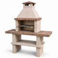 Grillkamin aus Stahlbeton mit Natursteinverkleidung 160 cm Beige/Braun