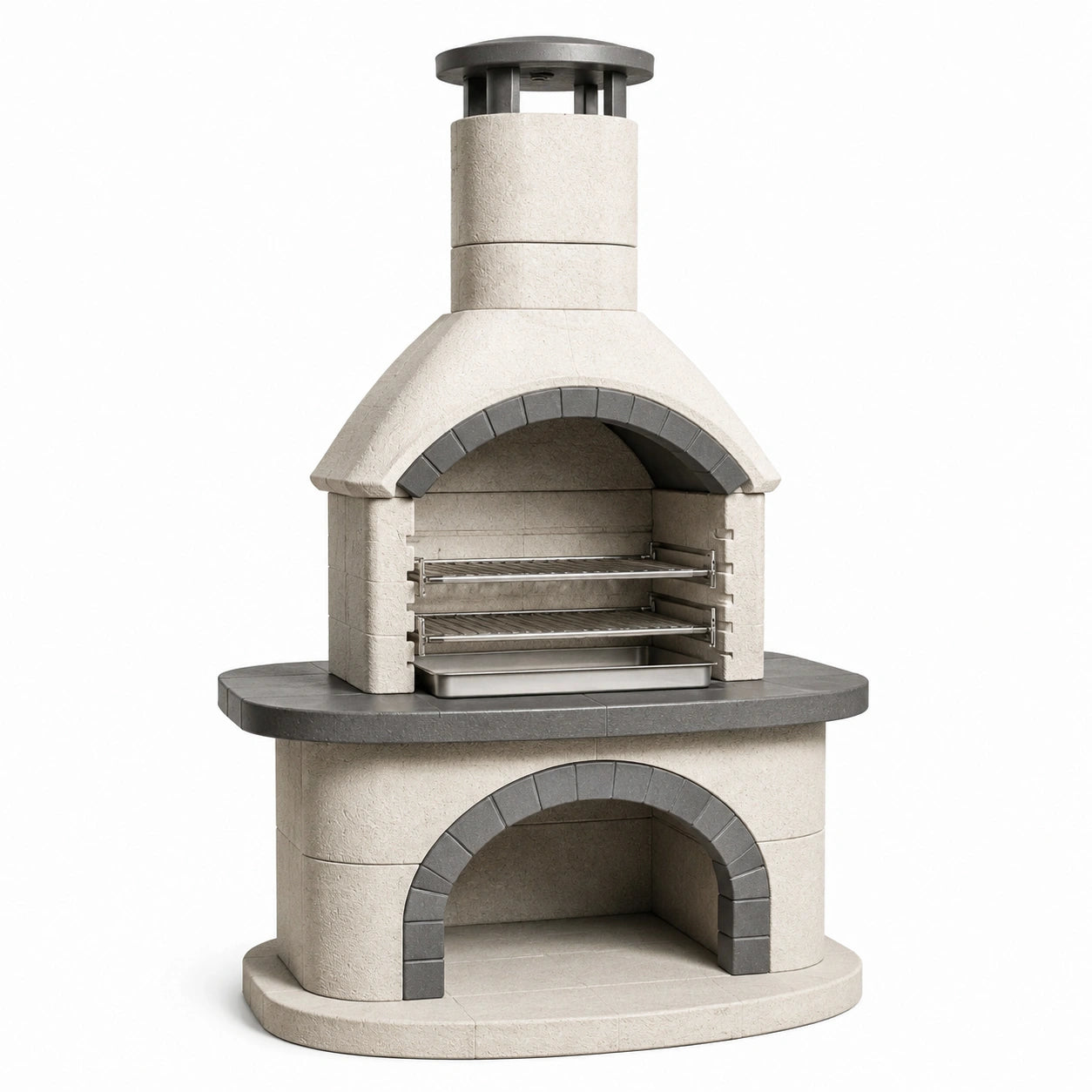 Grillkamin aus feuerfestem Beton 210 cm Grau/Beige