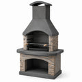 Grillkamin aus Beton und Naturstein Grau
