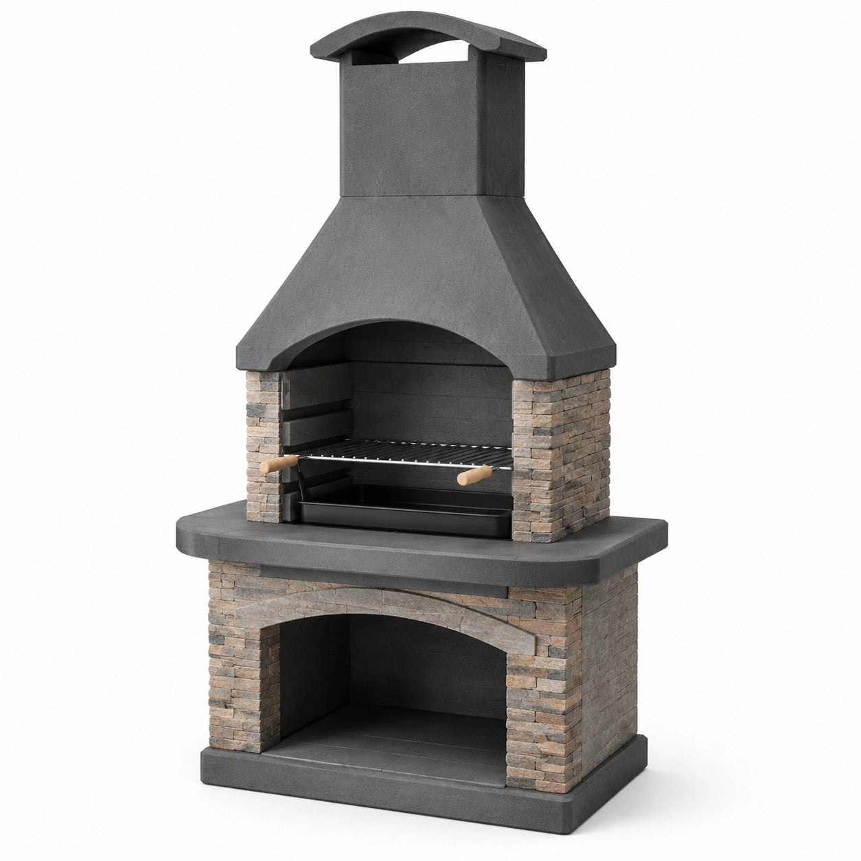 Grillkamin aus Beton und Naturstein Grau