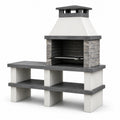 Grillkamin aus Beton und Naturstein 200x70x180 cm Grau/Weiß