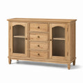 Sideboard aus Eiche mit geriffeltem Glas und Schubladen 140x85x40cm Natur