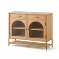 Sideboard Eichenholz geriffeltes Glas Messing Natur
