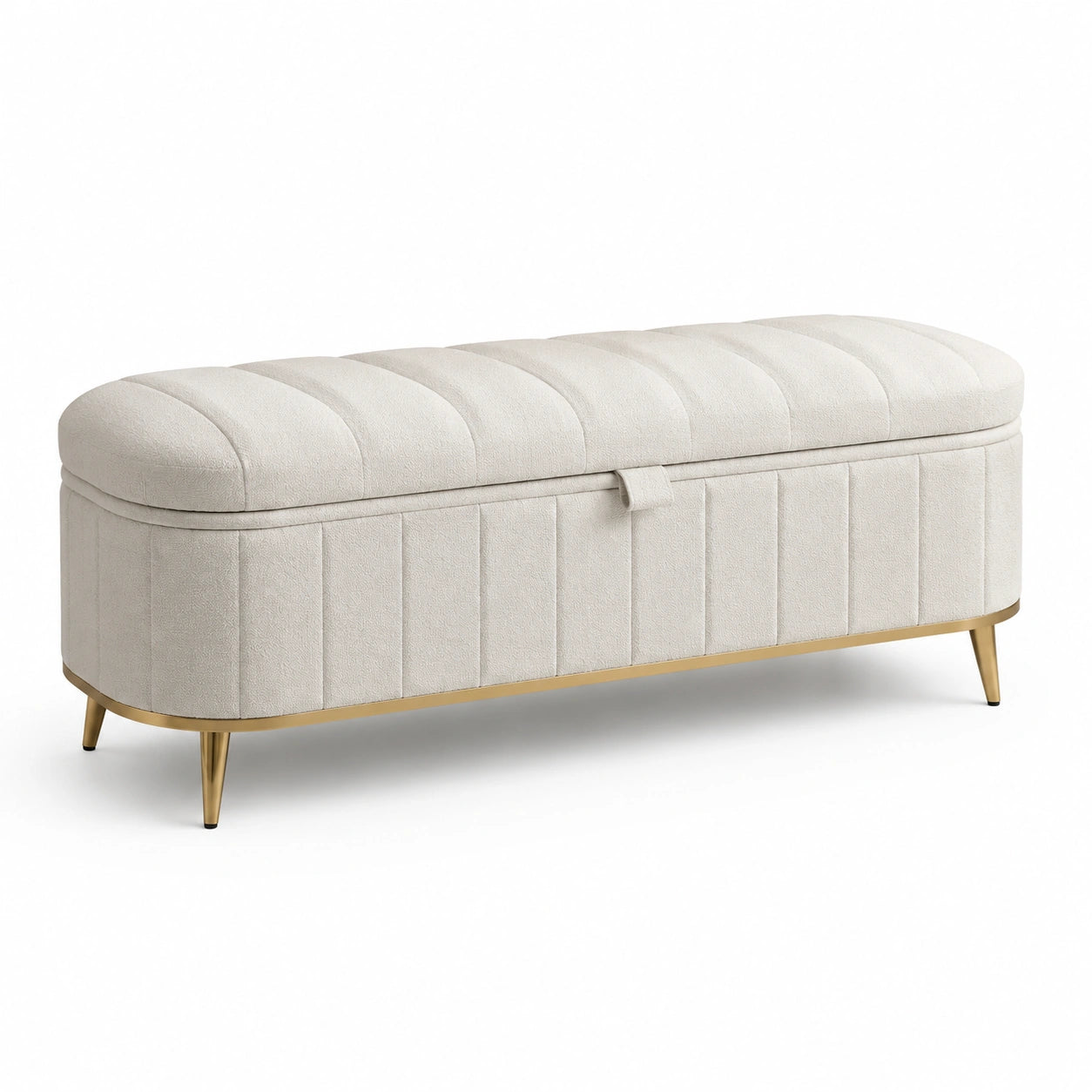 Polster-Aufbewahrungsbank mit Metallbeinen 120x40x45 cm Beige