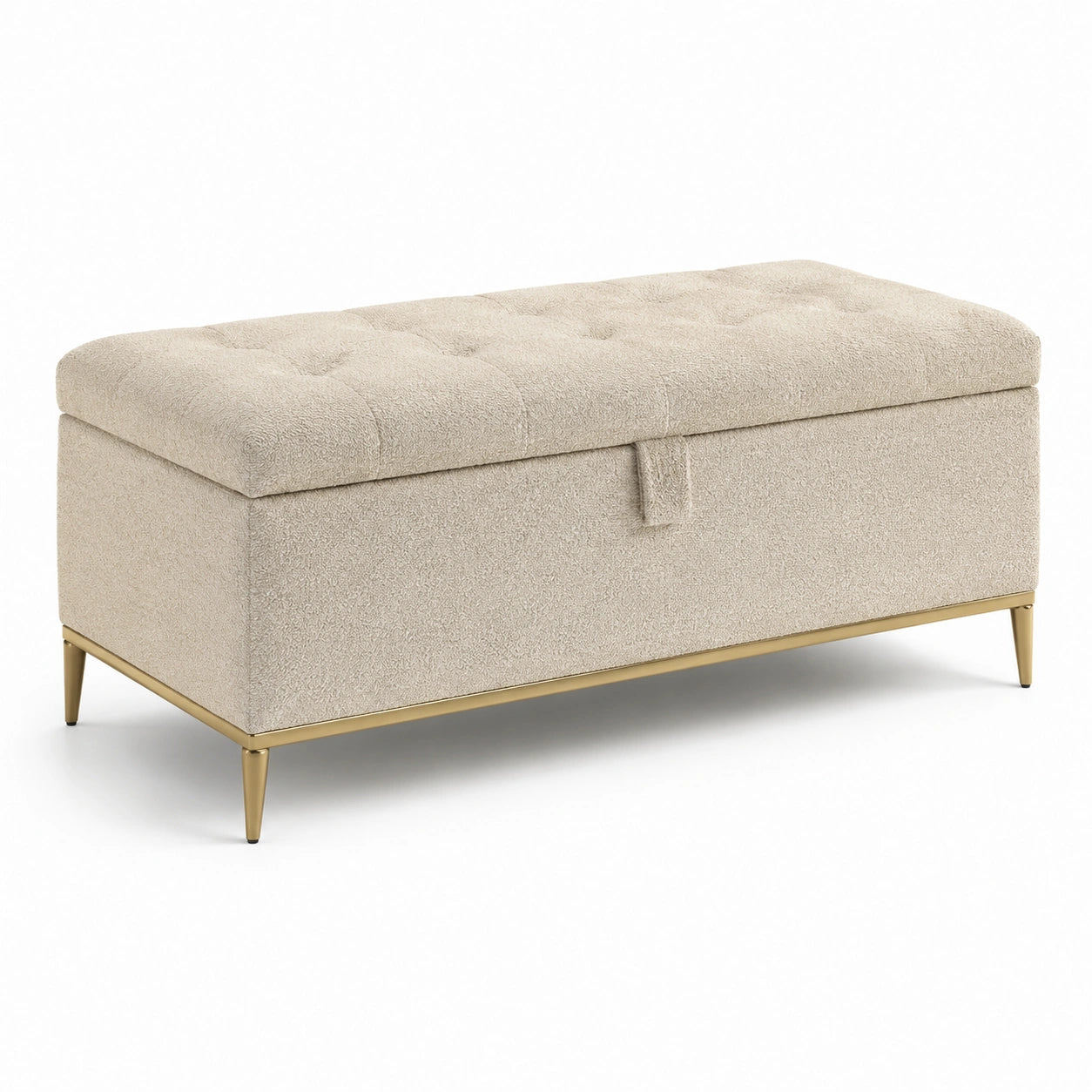 Aufbewahrungsbank Bouclé beige 120x45x45 cm