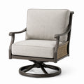 Aluminium Drehsessel mit Polyrattan und Polyesterkissen Grau/Braun