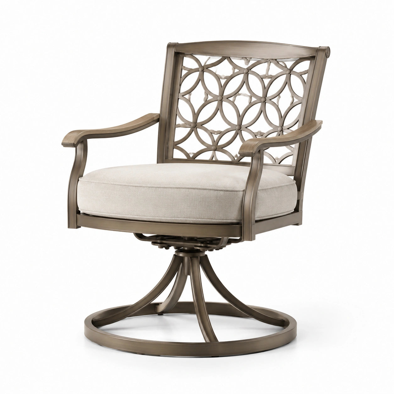 Aluminium Drehsessel mit Polyesterkissen Bronze/Beige