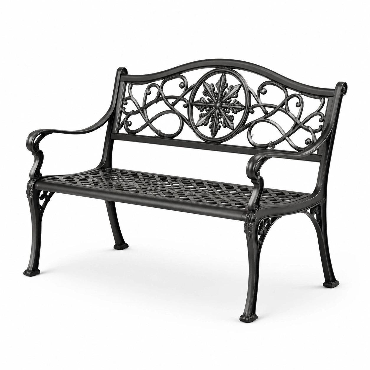 Aluminium Gartenbank Schwarz 130cm