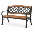 Gartenbank mit Metallrahmen und Akazienholz 125 cm Schwarz/Braun