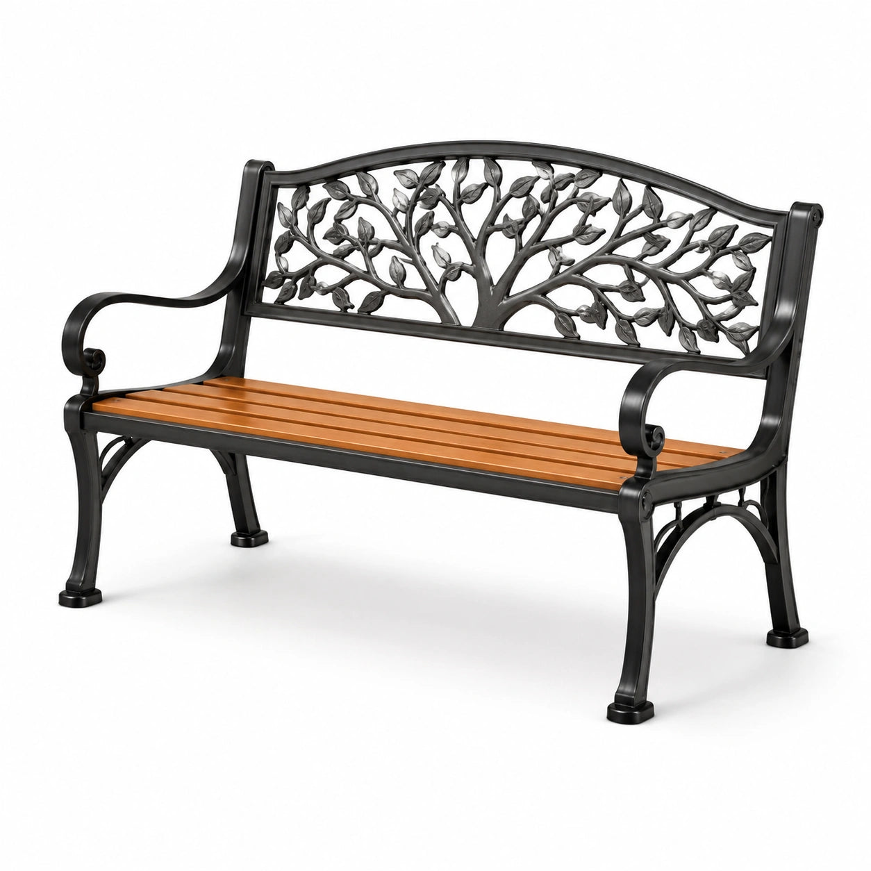Gartenbank Eisen Holz 125x60x80cm Schwarz/Braun