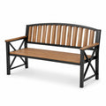 Gartenbank Metallrahmen mit Teakholz-Latten 120cm Schwarz/Natur
