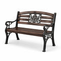 Gartenbank Holz Gusseisen 124cm Braun Schwarz