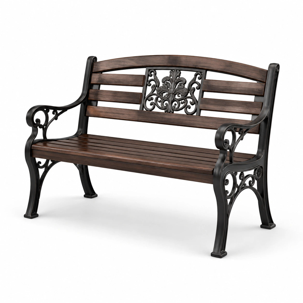 Gartenbank Holz Gusseisen 124cm Braun Schwarz