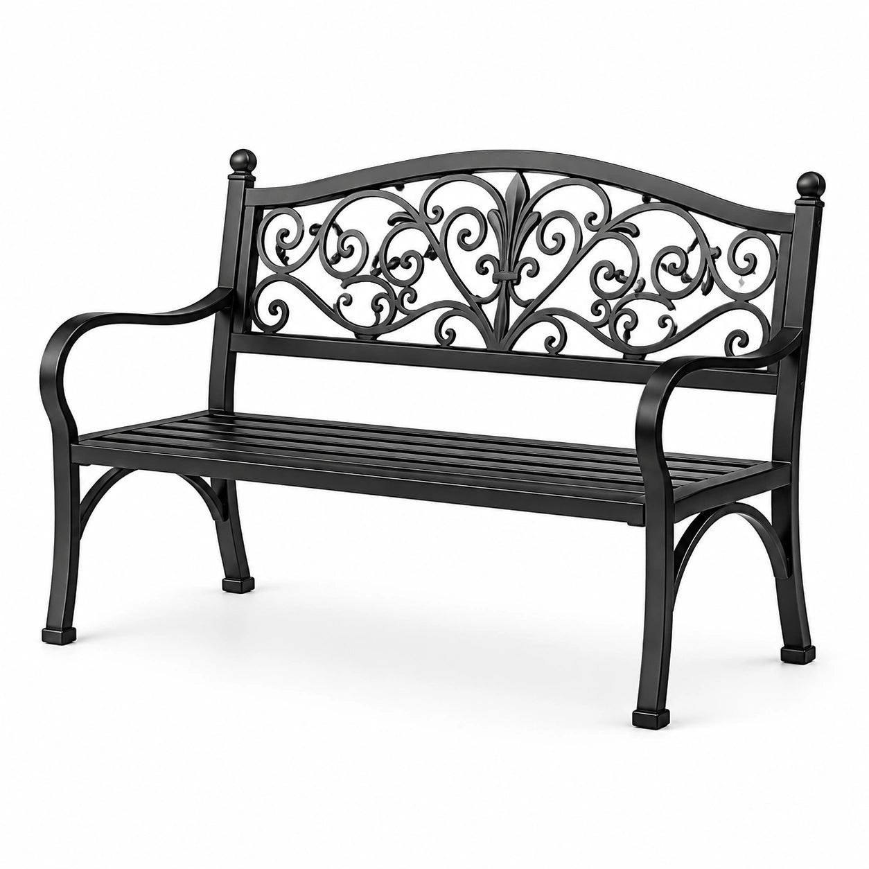 Gartenbank aus Schmiedeeisen mit Ornamenten Schwarz