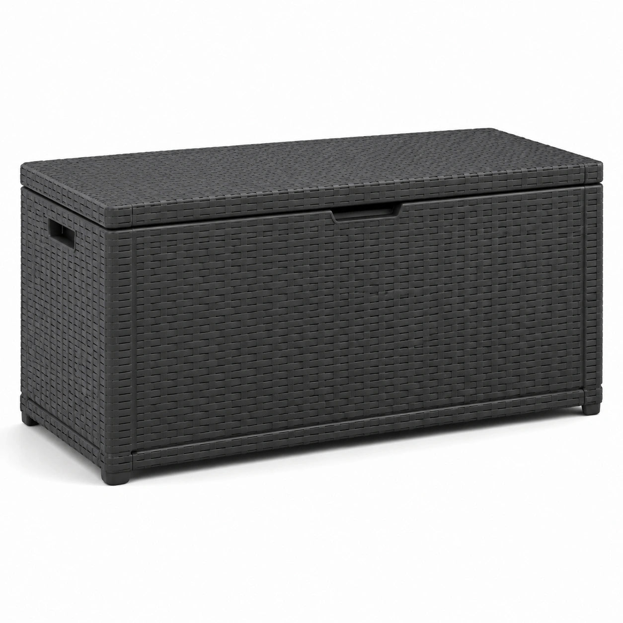 Aufbewahrungsbox aus Kunststoff in Rattanoptik 118x55x44 cm Anthrazit