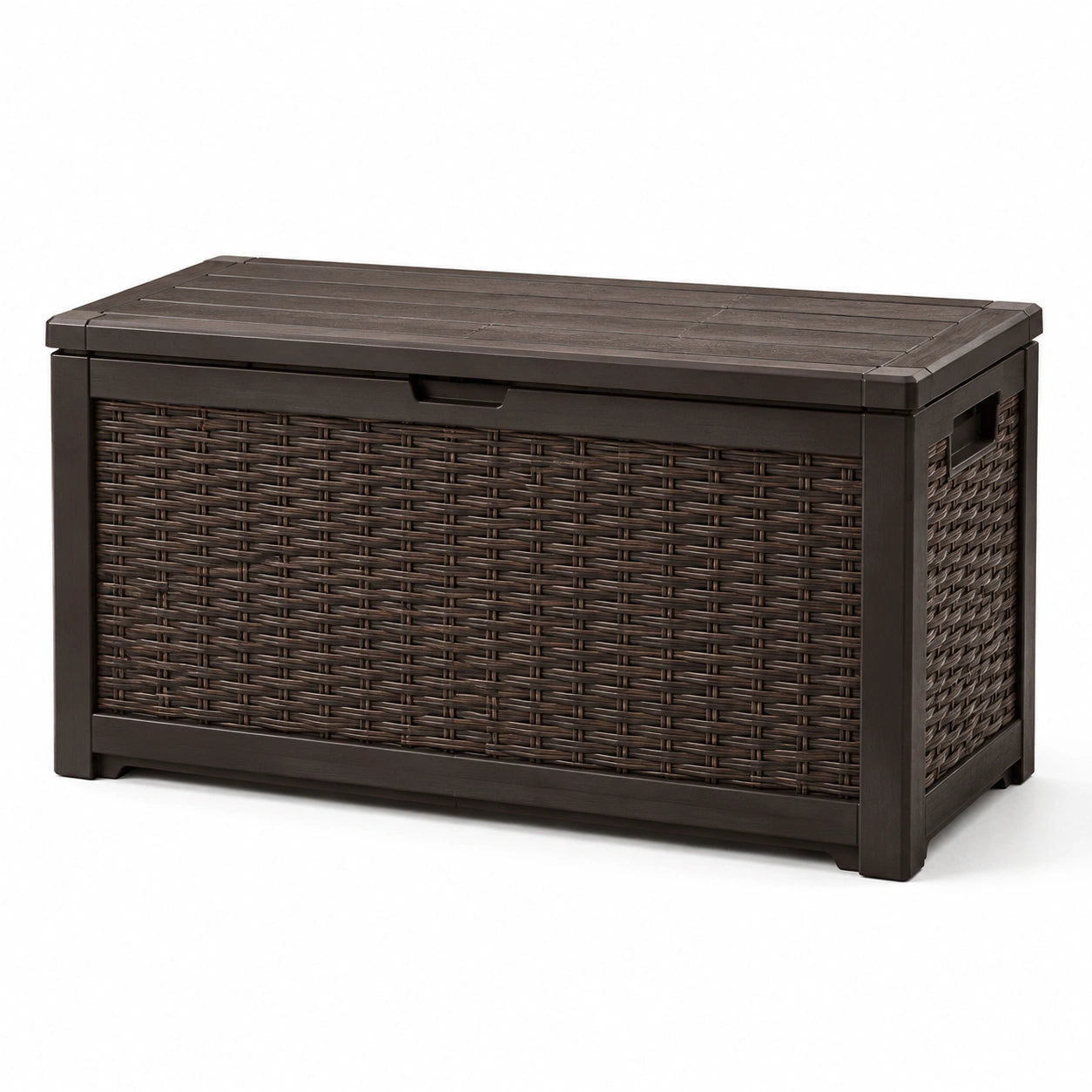 Kunststoff Gartenbox Rattanoptik Braun 117x45x57 cm