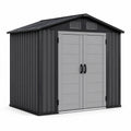 Metall-Gartenhaus mit Doppeltür und Belüftung, Grau/Schwarz