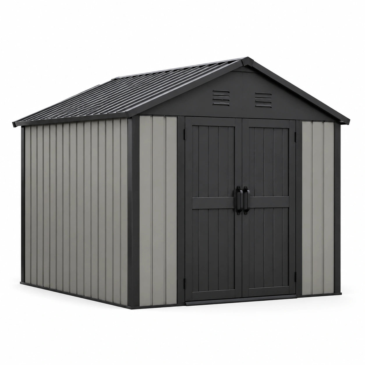 Metall Gartenhaus 213x130x185 cm Grau/Anthrazit