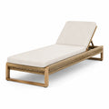 Verstellbare Gartenliege aus Teakholz mit Polyethylengeflecht und Polyesterkissen Beige