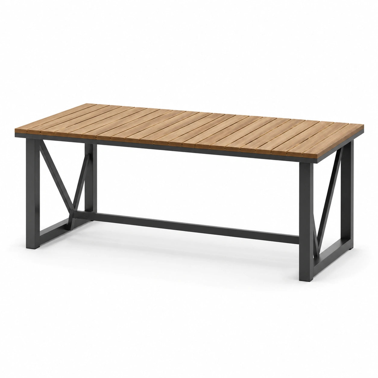 Gartentisch aus Holz und Metall 180x90x75 cm