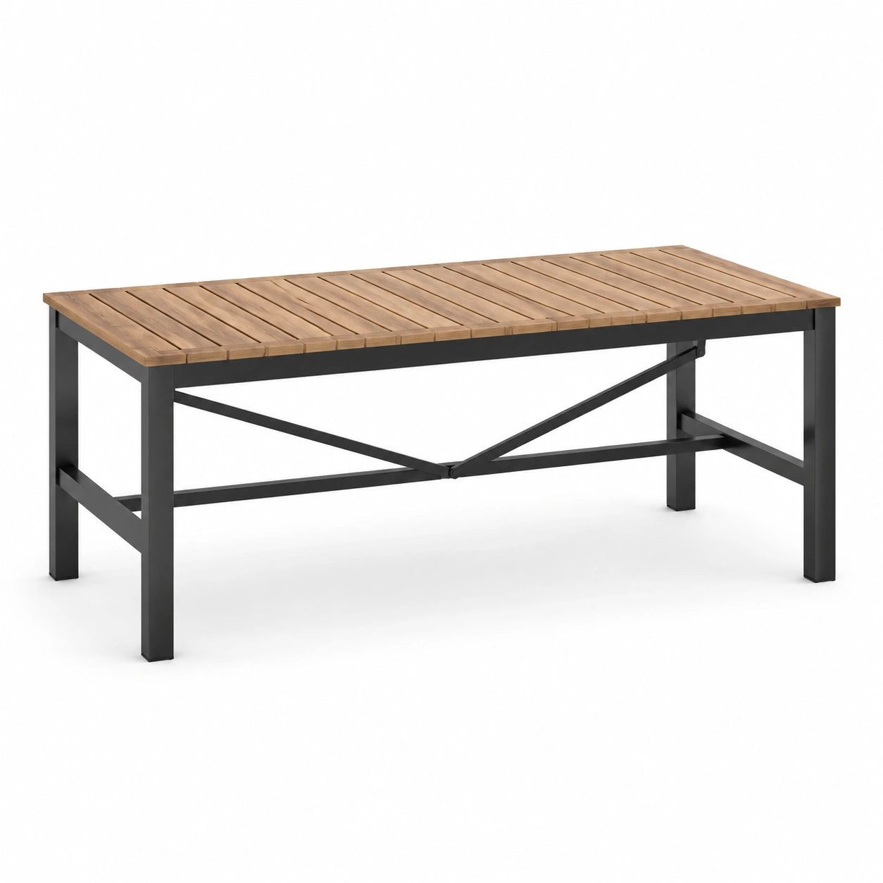Gartentisch aus Holz und Metall 180x90x75 cm Braun/Schwarz
